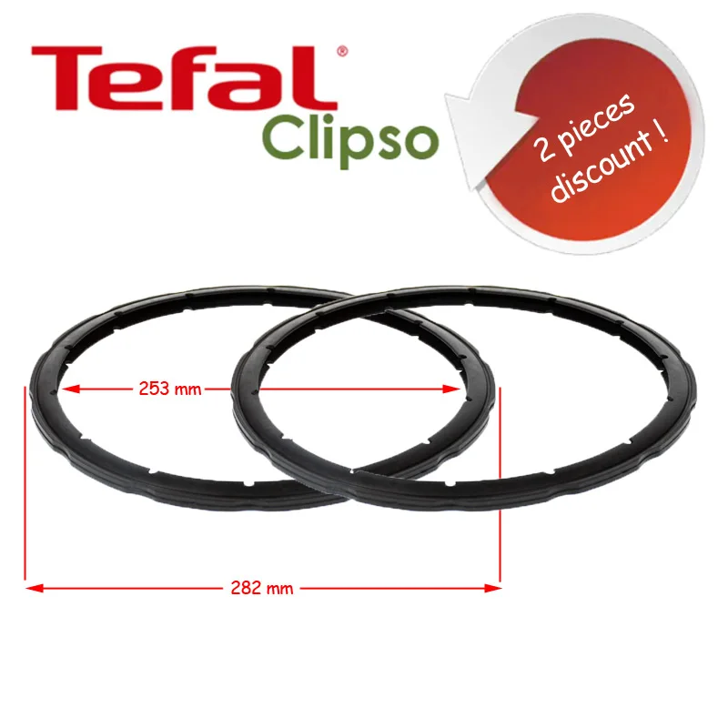 Pressure Cooker Sealing Ring Replacement For SEB Tefal Clipso Steam Pressure Seal 2 Pieces 8-10 Liter