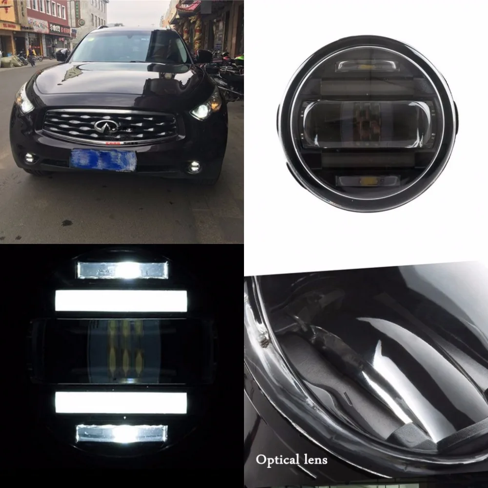 JanDeNing Car Refit Super bright 2 in 1 functions LED lens fog lamp+daylight lamp for Infiniti FX35 Q70L QX70 QX80 G25 G37 M25EX