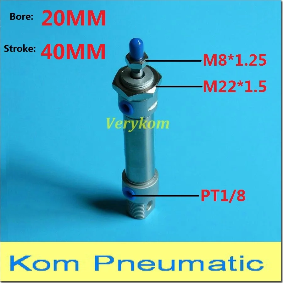 Pneumatic Stainless Steel Air Mini Cylinder Piston Bore 20MM Stroke 40MM Double Acting Magnet Buffer MA 20-40 20X40 -S Airtac