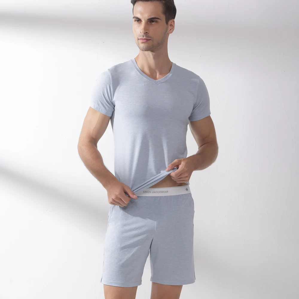 Pyjama pour hommes, ensemble de vêtements de nuit, Modal, doux et confortable, vêtements de détente, pour la maison, short, 52025