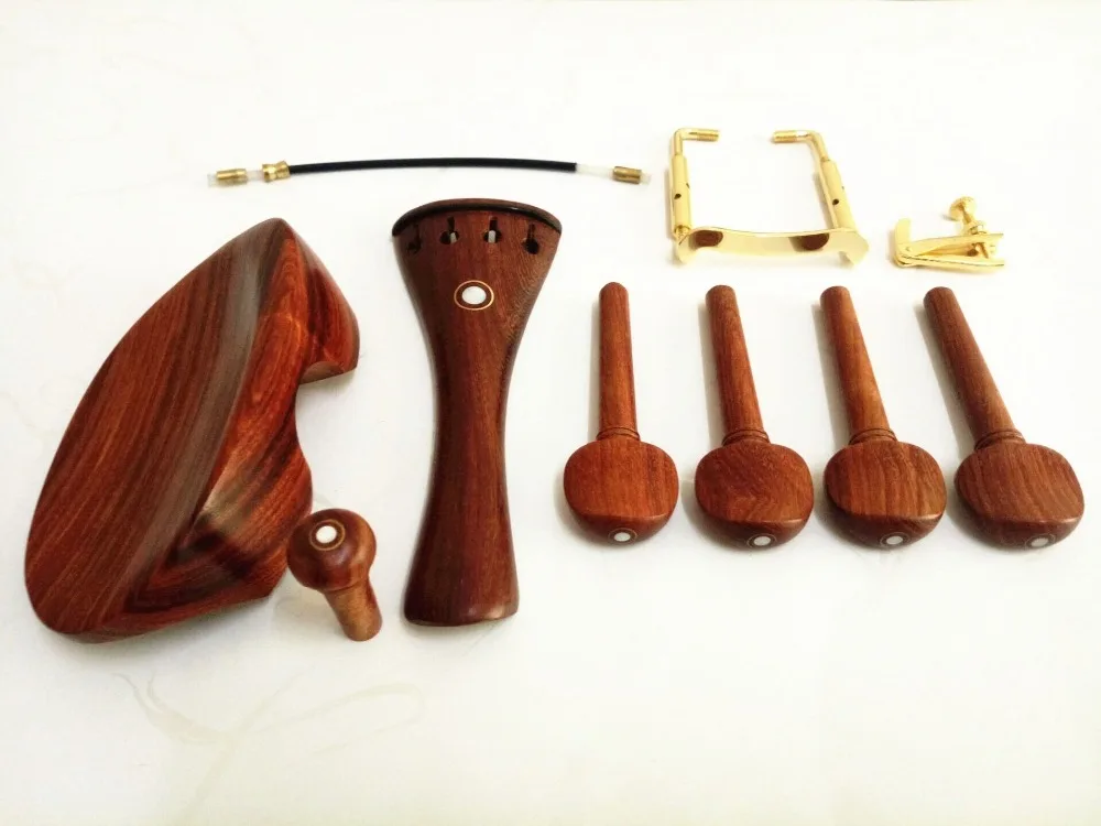 1set New Rosewood 4/4 violin accessories chinrest endpin tuner tail gut