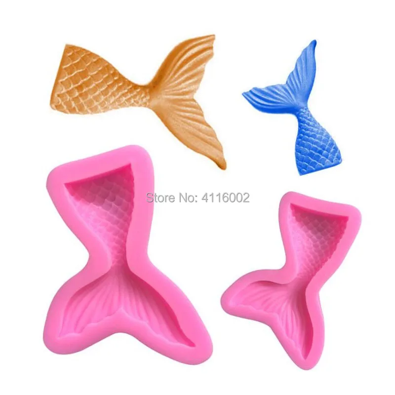 100pcs Mermaid Shaped Mould Pink Silicone Mold for Cake Chocolate Baking Candy Maker DIY Cake Soaps Kitchen Bakeware