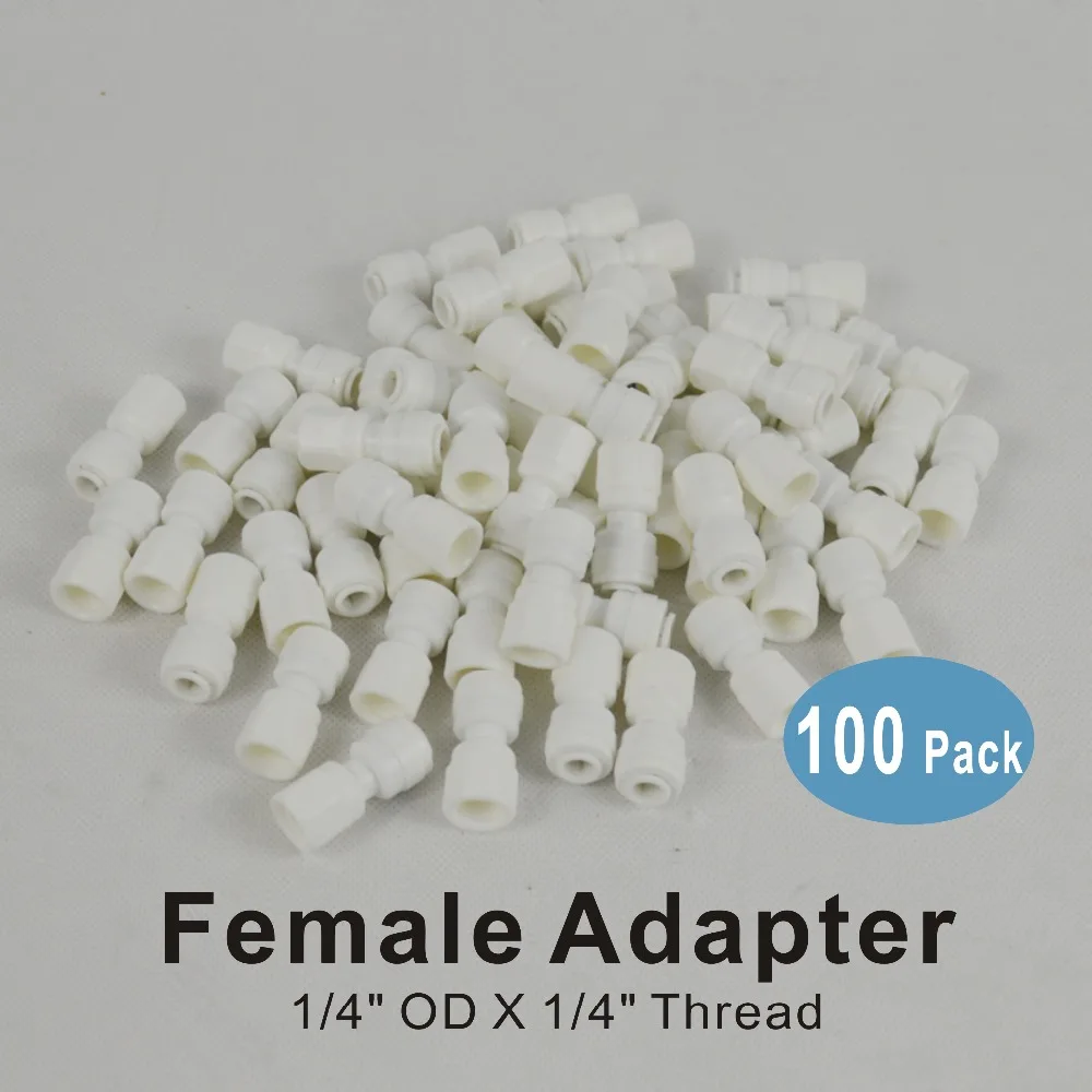 100 PACK OF Female Adapter 1/4 Inch Quick Fitting Connector for Water Filters and Reverse Osmosis RO Systems