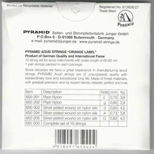 PROFESSION​AL OUD STRINGS ARABIC SYRIAN TUNING PYRAMID PSO-650