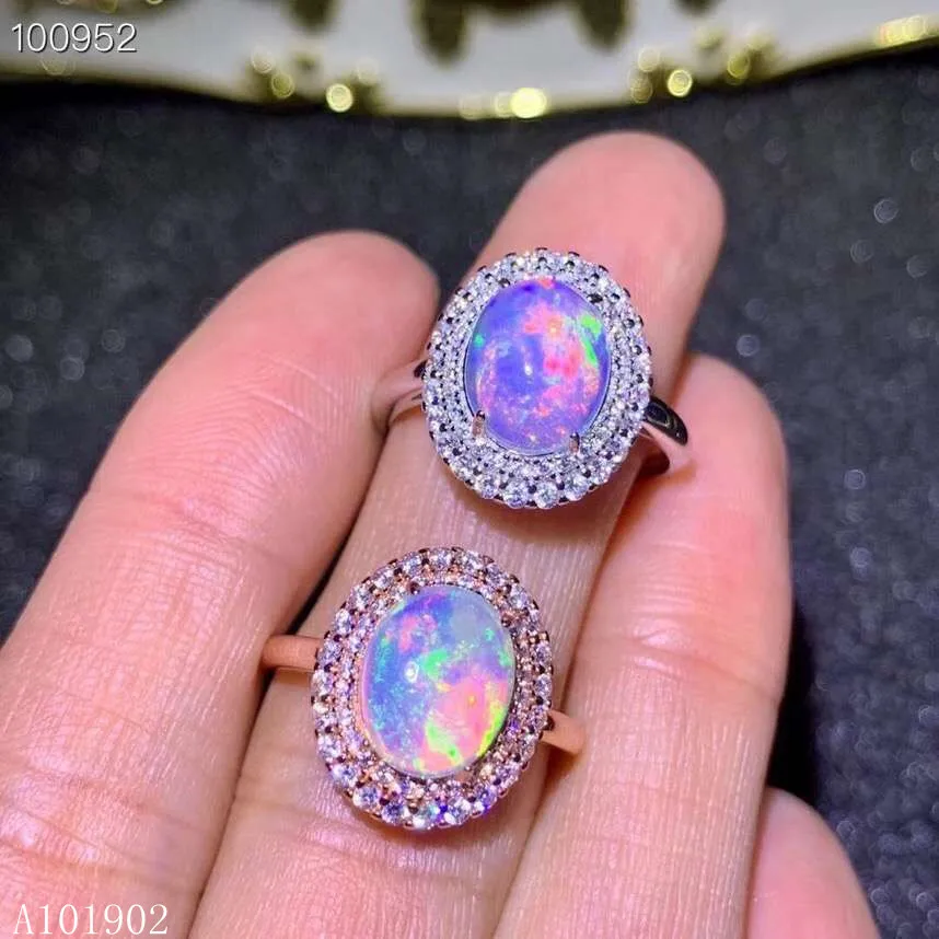 Kjjeaxcmy Boutique Schmuck reines Silber eingebettet Natur opal Stein Luxus Ring Unterstützung Erkennung