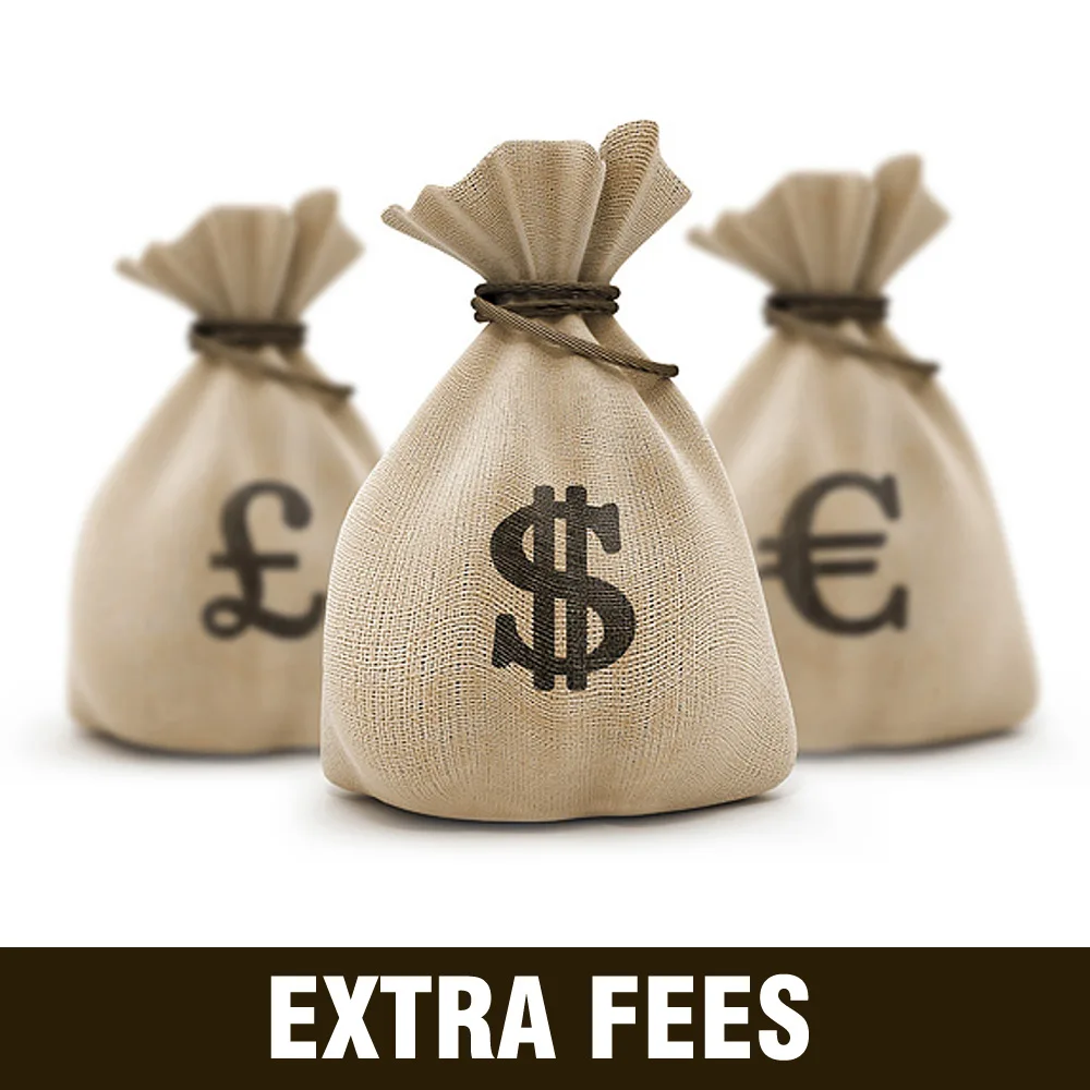 

Extra fee, Extra Shipping Cost, Extra Service Fee Charged