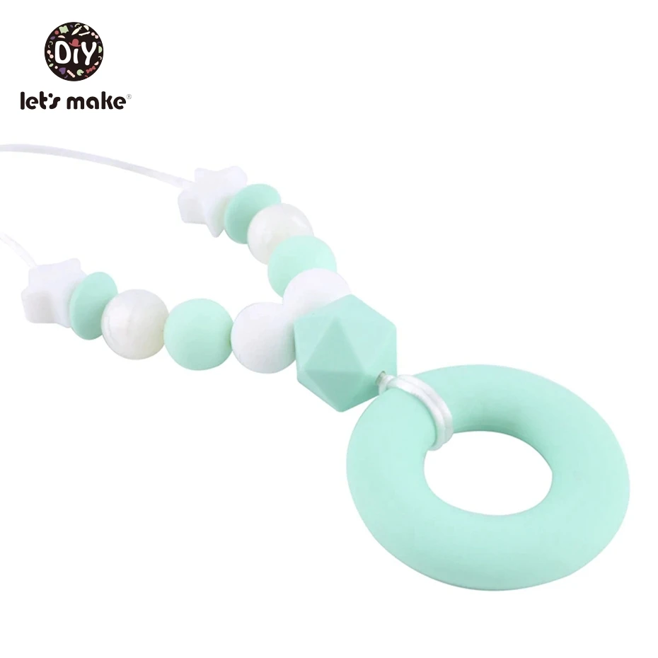 10pc 실리콘 젖니 비즈 40mm 아기 장난감 수유 목걸이 딸랑이 아기 수유 실리콘 링 아기 Teether