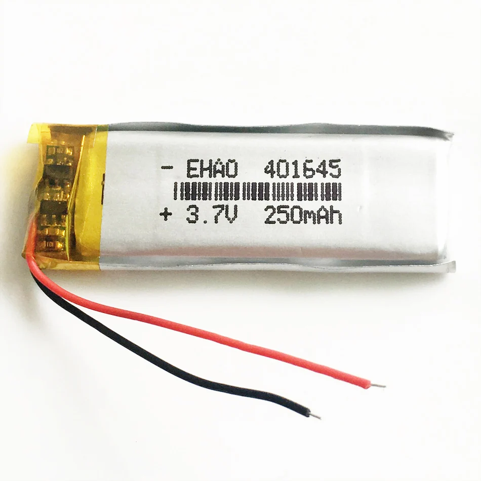 Литий-полимерная аккумуляторная батарея LiPo 3,7 В 250 мАч 401645   Ли-элементы для GPS-навигатора Mp3 Bluetooth со светодиодной подсветкой, гарнитуры Recorde