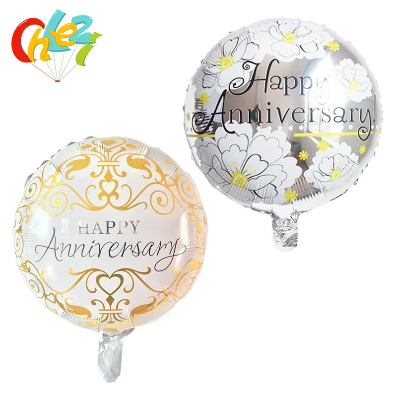 7Pcs Anniversary Round Foil Helium Balloons Party Commemorate Decoration Aluminum Film Globos Wedding Valentine's Day Balloons