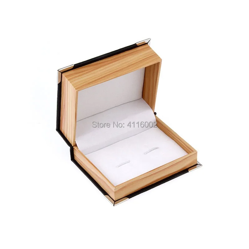 50pcs/lot Top Quality Faux Leather Wood Grain Cuff Button Box Cuff Link Packaging Box Gift Box Cufflink Boxes