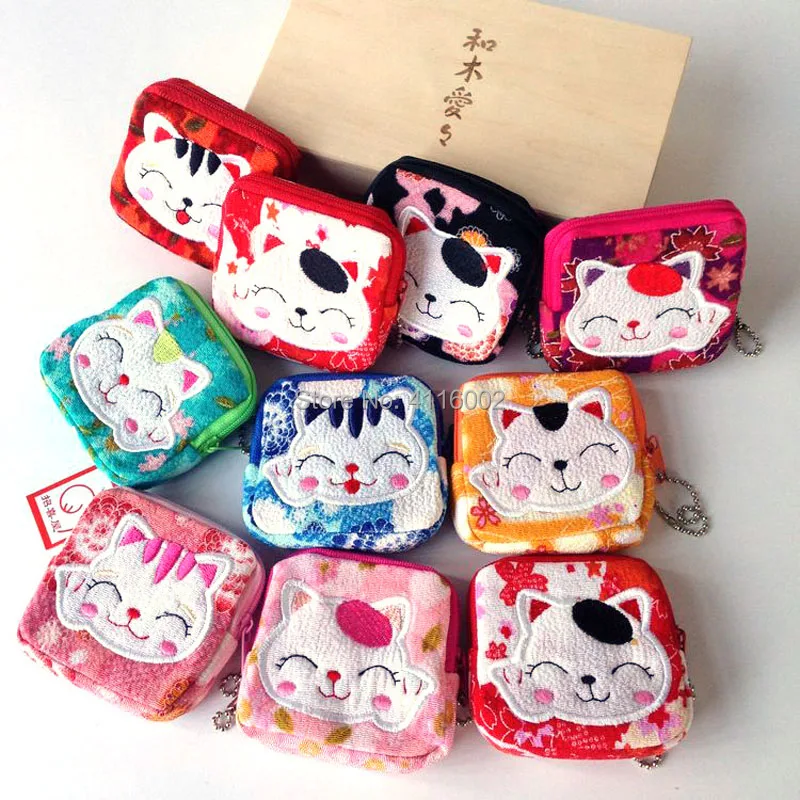 

Lovely Women Purse Lucky Cat Small Zero Wallet Cloth Coin Purses Canvas Bag Women Student Gift Wholesale