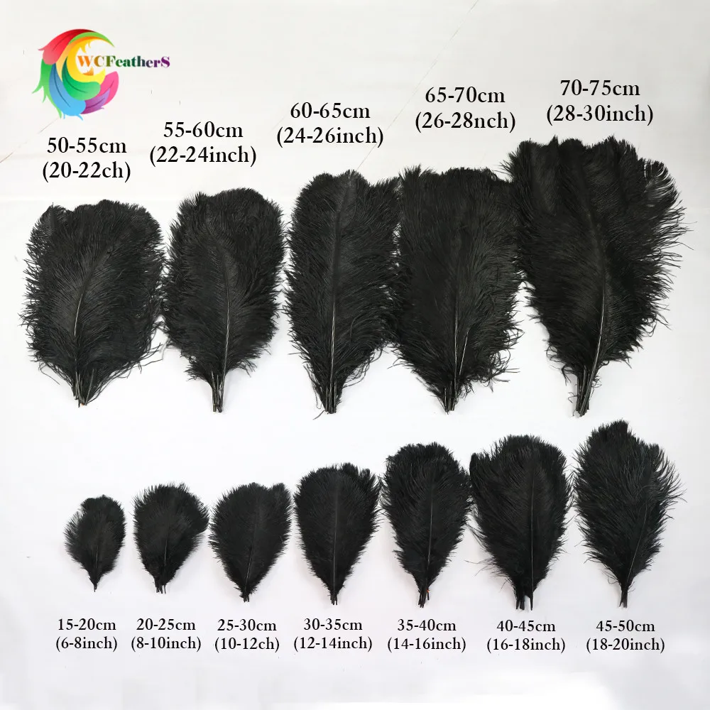 Wholasale Black Ostrich feather 15-75cm Wedding Dance Party Decoration Carnival plumages Natural feathers for Craft