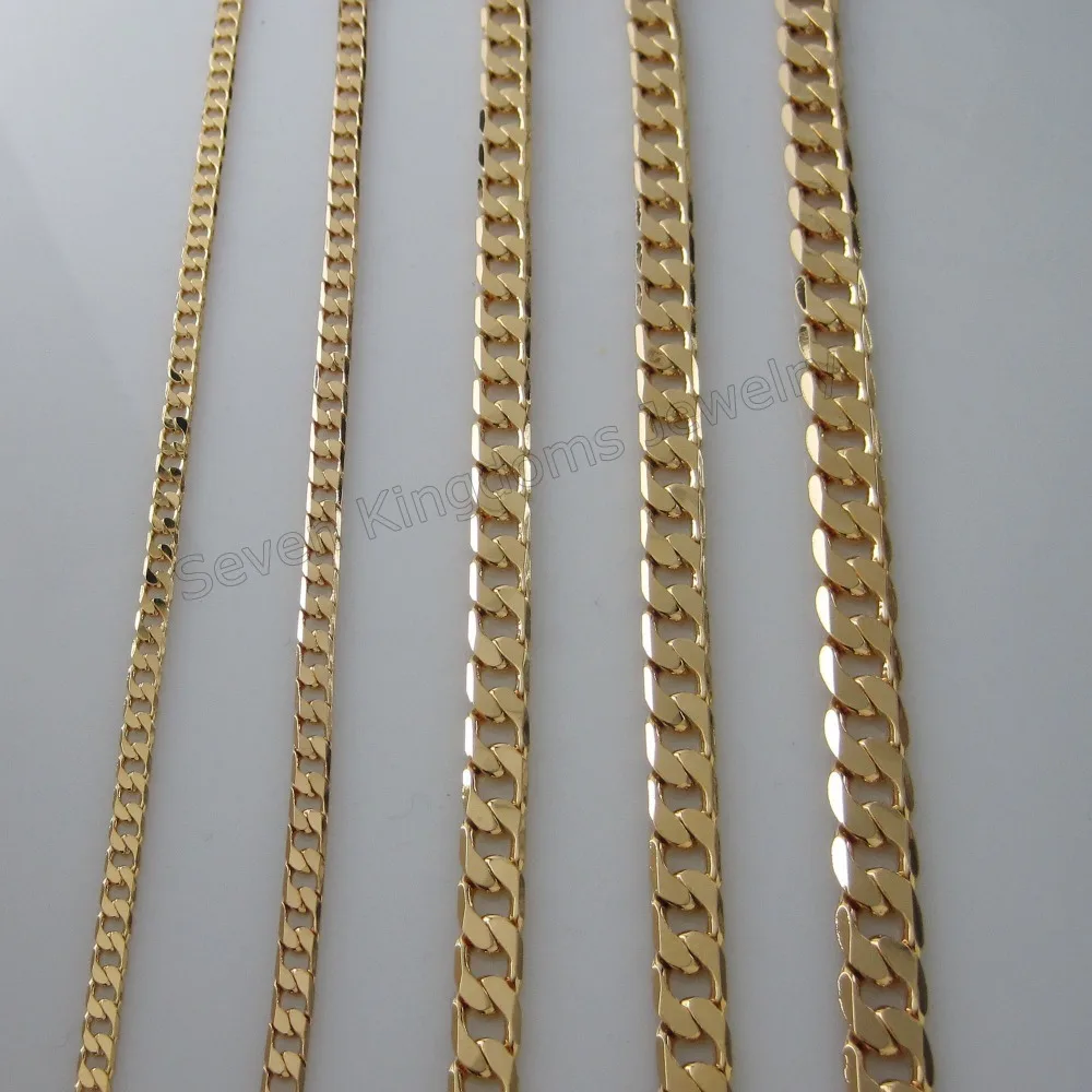 5 STYLES YELLOW GOLD PLATED CUBAN 1 BY 1 LINK BRACELET SIZE INFO REFER TO THE PICTURE