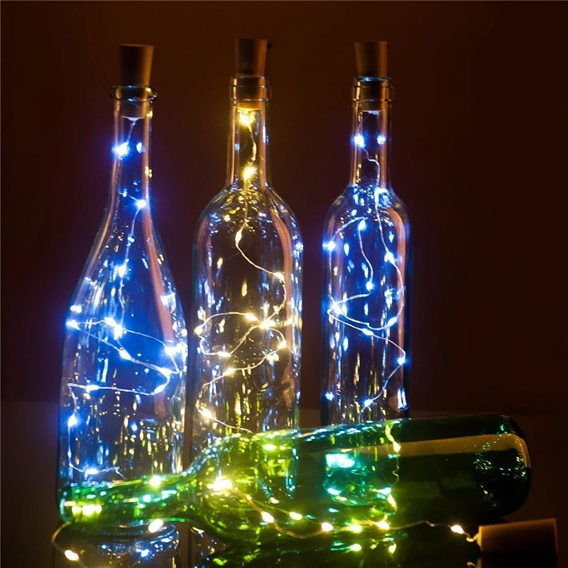 Xmas Valentine's Day Party Decor Copper Wine Night Light Cork Shaped Solar-powered LED String Bottle Lamp Lampe Veilleuse