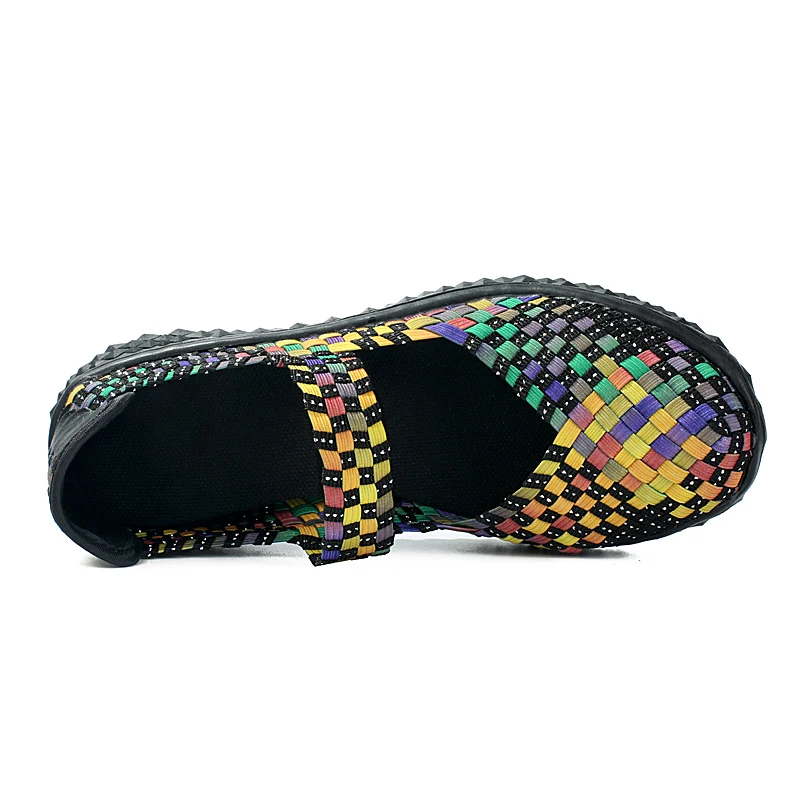 Summer Flats Shoes Womens Sneakers Breathable Woven Shoes Handmade Casual Sneakers Fashion Lady Tenis Non-slip Footwear For Walk