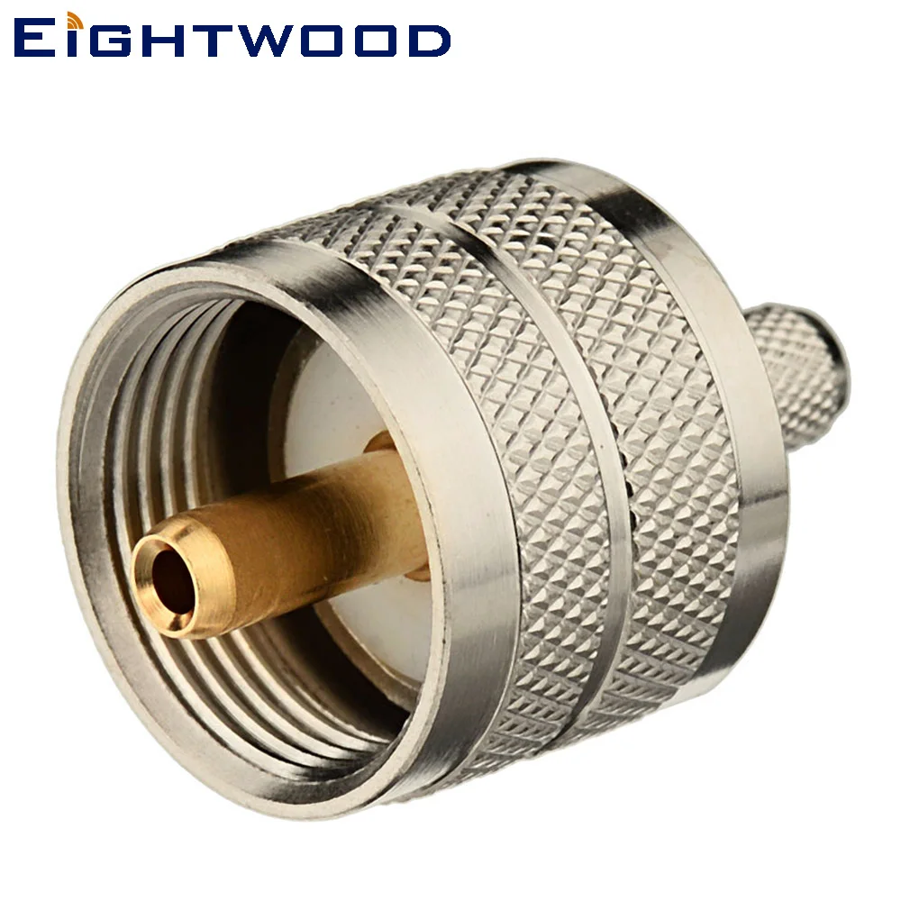 Eightwood 5PCS UHF Plug Male RF Coaxial Connector Adapter Crimp LMR195 RG58 RG400 RG142 Cable for Antenna Military