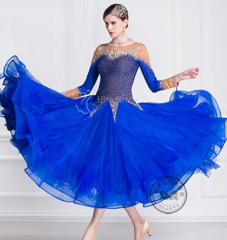 

ballroom dress woman ballroom dresses dance blue customize ballroom dress competition lycra B-18405