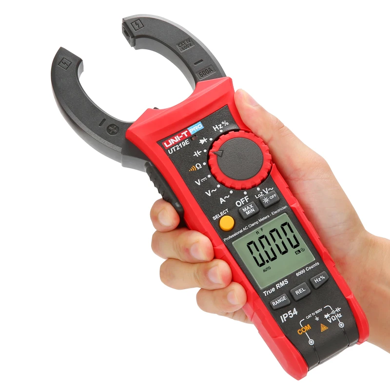 UNI-T UT219E/UT219M/UT219DS True RMS Professional Clamp Meters; IP54 dust/waterproof ammeter, LoZ ACV test