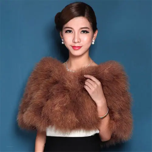 Fashion natural ostrich feather fur bridal wraps wedding accessory turkey fur women scarf shawl S62