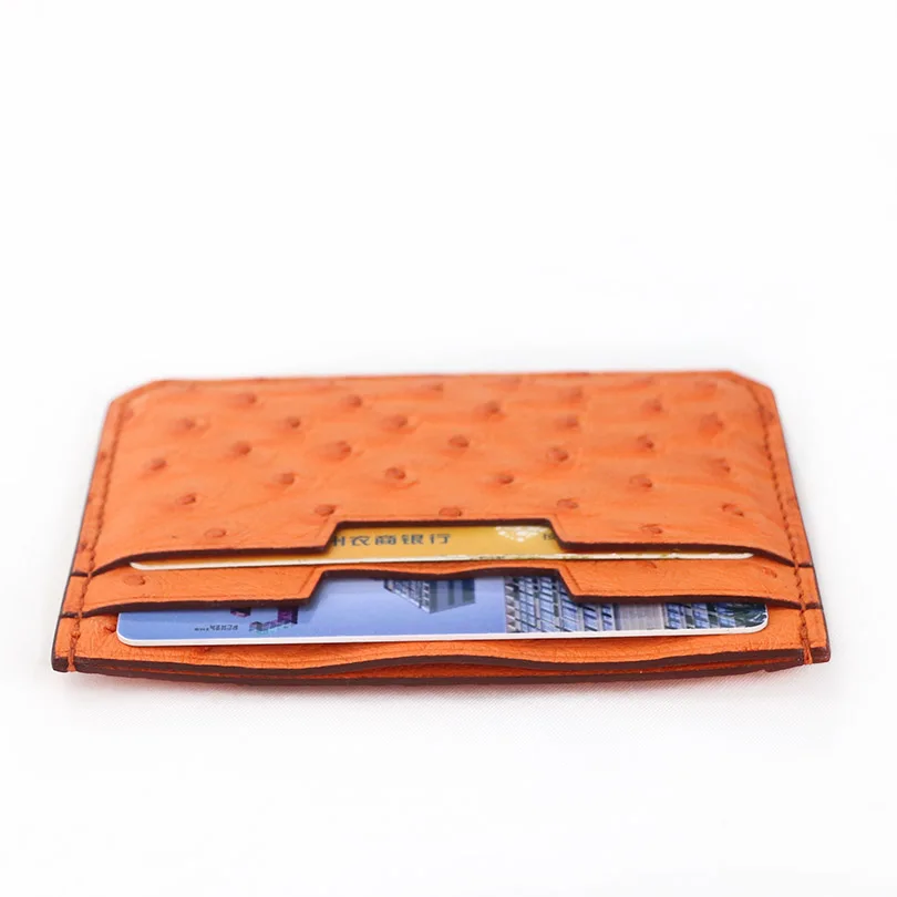 Unisex Genuine Ostrich Leather Card Holder Case Women Ostrich Pattern ID Credit Wallet Men Holder Mini Small Thin Purse Male