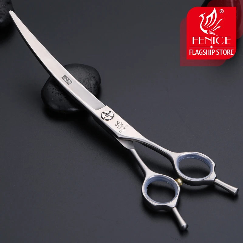 Fenice 7.5 inch Professional Curved Dogs Grooming Scissors Pets Hair Cuttings Shears Japan 440c Stainless Steel