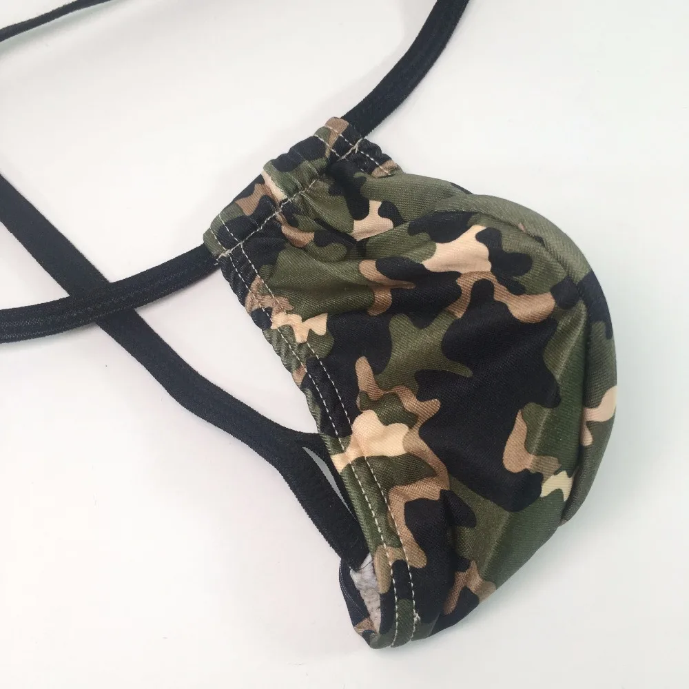 G2834 Mens Sexy Mini String Pouch Thong Printed Camo Camouflage