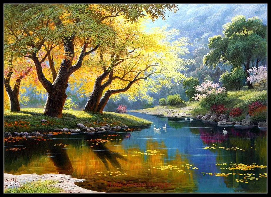 

Needlework for embroidery DIY French DMC Color High Quality - Counted Cross Stitch Kits 14 ct Oil painting - Morning Lake 2