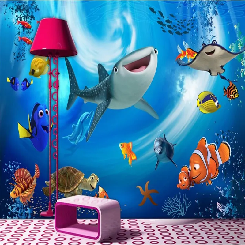 

Ocean World 3D Children's Room Background Wall Three-dimensional Mural Specializing in the production of wallpaper Mural custom