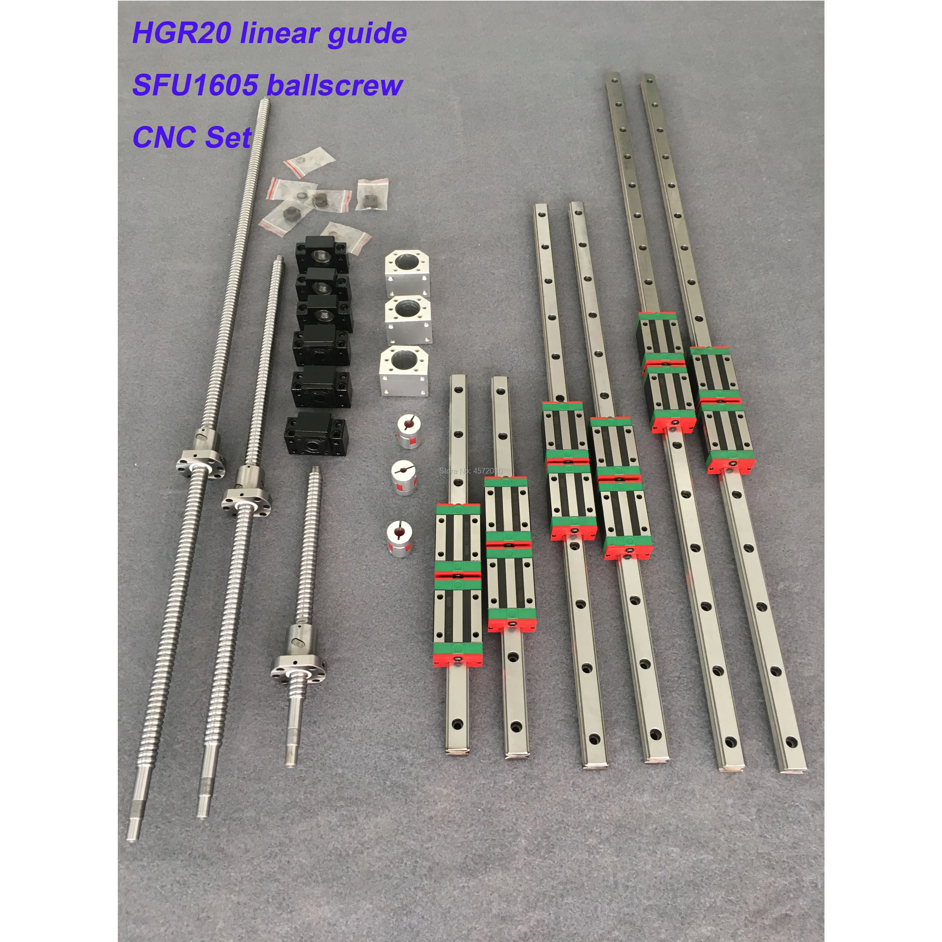 

6 set Square Linear guide rail HGR20 - 400/860/1240mm + SFU1605 - 350/800/1120/1120mm ballscrew + BK BF12 CNC parts