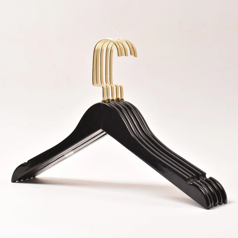 10pcs/lot 24cm-44cm Wood Hangers Black Solid Clothes Hanger/Trousers Rack/Anti Slip Gold Hook Clothes Hanger (30pcs can LOGO)