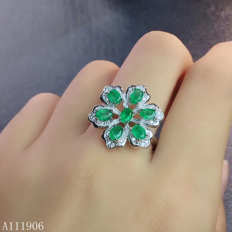 

KJJEAXCMY boutique jewelry 925 sterling silver inlaid natural emerald gemstone female ring support detection luxury