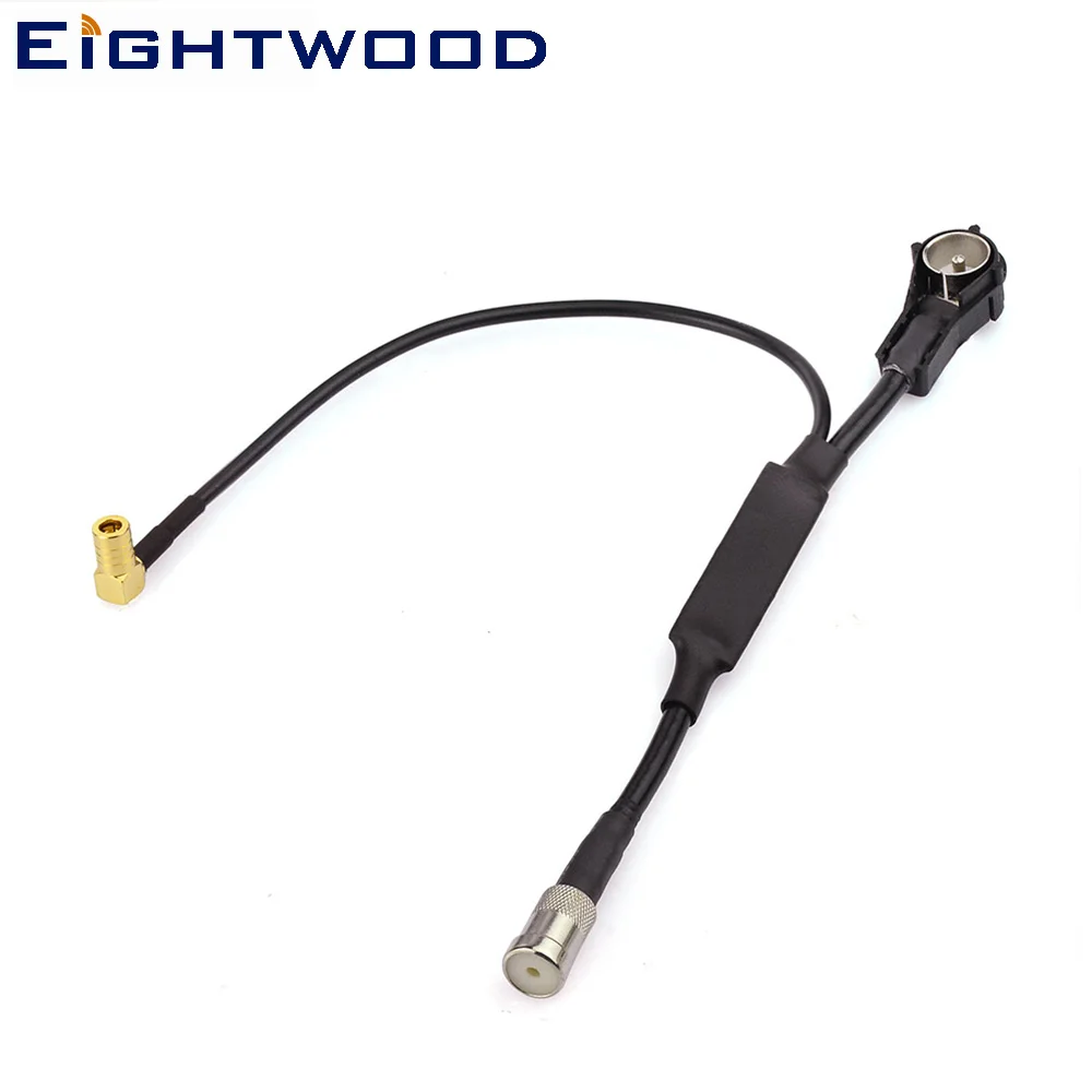 Eightwood Auto Radio Antenna Splitter Cable ISO Female to Male+SMB Right Angle Jack Conversion for Pioneer JVC Kenwood Unit Head