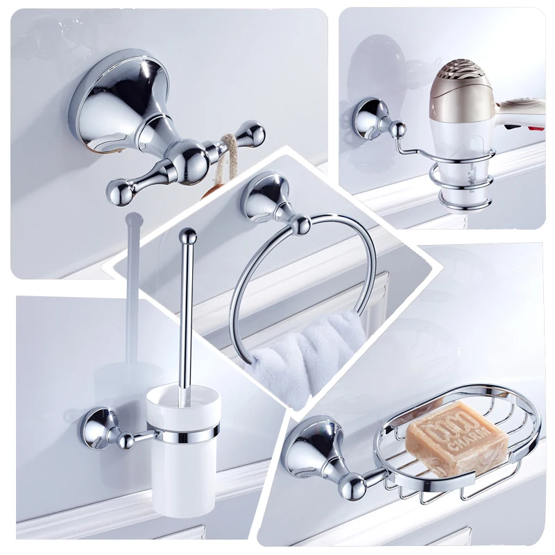 Modern Style Polished Chrome Bathroom Accessories Toilet Paper Holder Towel Rack Shelf Soap Dish Shower Bath Hardware Set