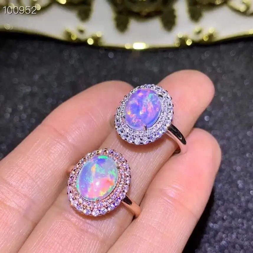 Kjjeaxcmy Boutique Schmuck reines Silber eingebettet Natur opal Stein Luxus Ring Unterstützung Erkennung