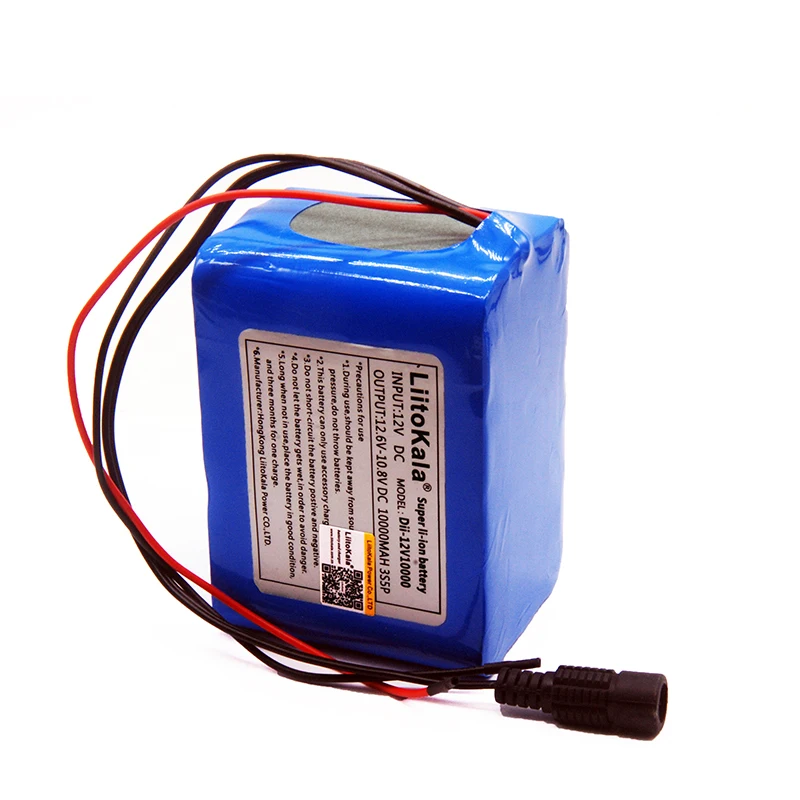 HK LiitoKala 100% New Protection Large capacity 12 V 10Ah 18650 lithium Rechargeable battery pack 12v 10000 mAh capacity