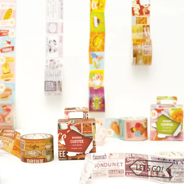 30mm x 5M Masking Tape Vintage Style Office Adhesive Tape Scrapbook Decorative Tape Retro Series Coffee Coupon Beautify Life image 3