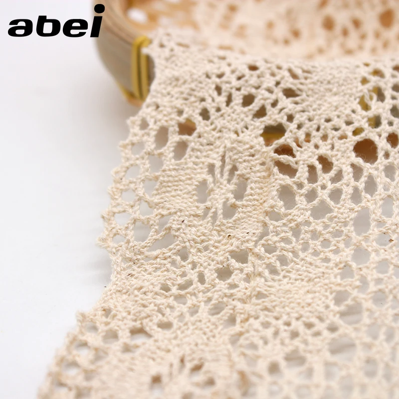 8.5cm wide 2yards/lot Knitted Cotton Lace Ribbon Beige Lace Trims DIY Wedding Scrapbook Craft Handmade Patchwork Cloth Ornaments