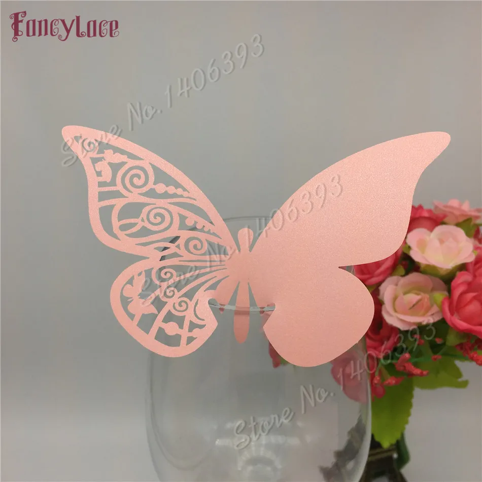 60pcs Hollow Out Butterfly Style Wedding Table Paper Place Card Escort Name Card Wine Glass Card for Birthday Wedding and Party