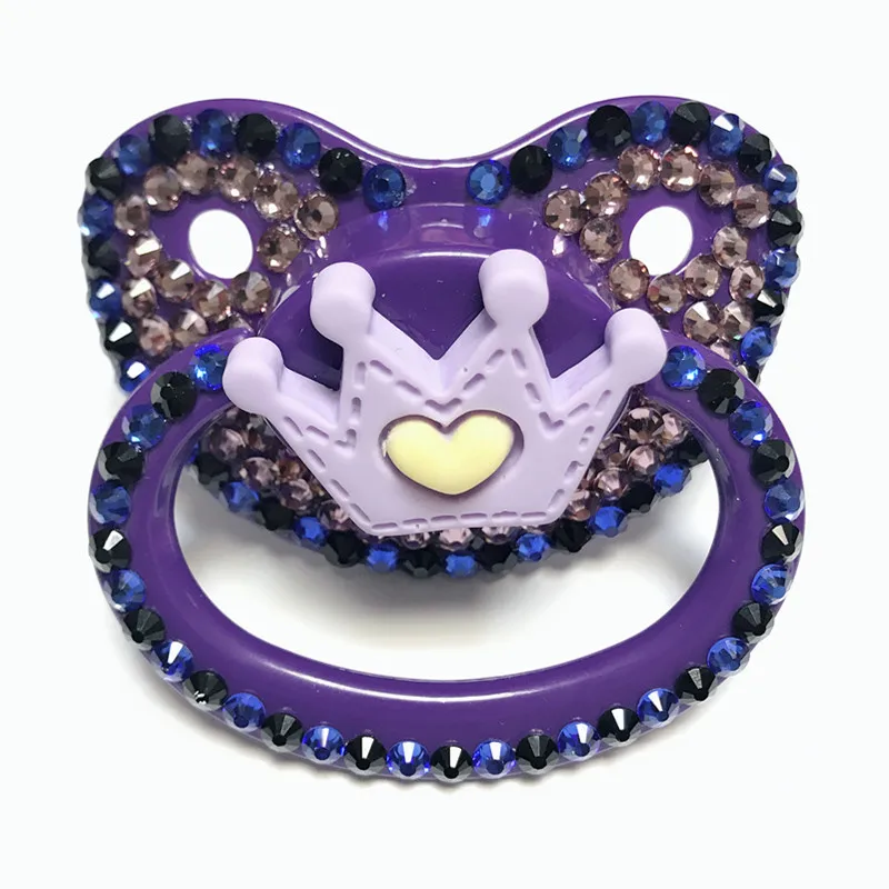 MIYOCAR beautiful handmade bling purple adult pacifier Adult Sized Cute Gem Pacifier Dummy  Silicone Nipple crown pacifier