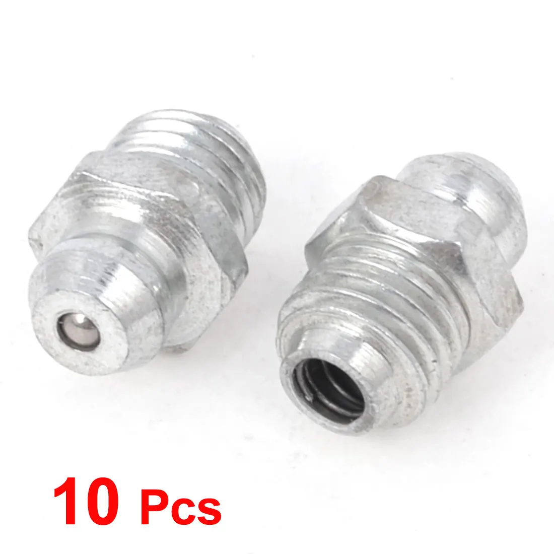 X Autohaux 10 Pcs M8 x 1.0 Silver Tone Male Thread Straight Grease Nipples Fittings