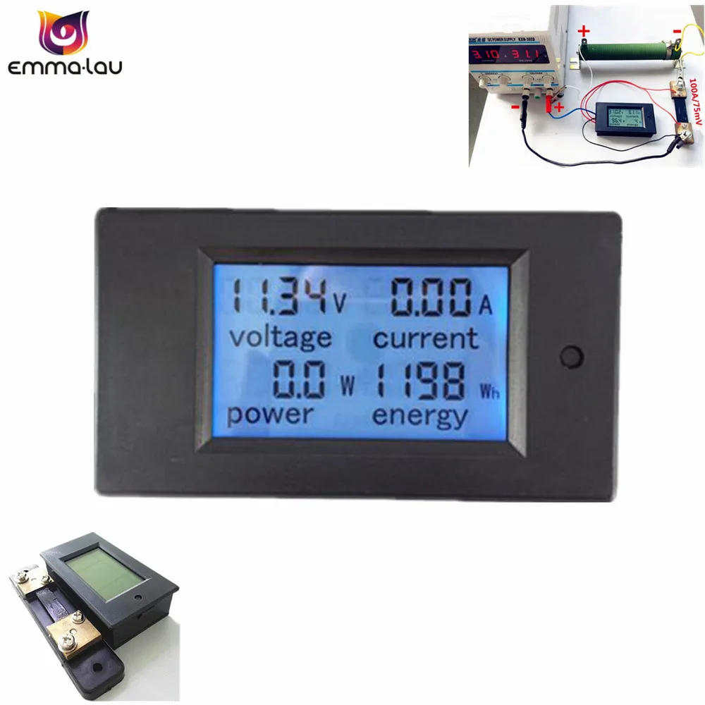 

Digital LCD DC Voltmeter DC 6.5-100V/100A Power Energy Meters Ammeter Current Voltage Tester Watt Volt Monitor With 100A Shunt