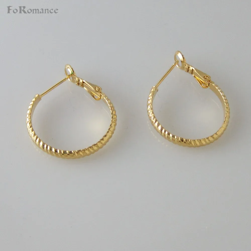 Foromance NEW CUTE LINE CARVED TWO SIZES YELLOW GOLD PLATED HUGGIE HOOP 0.9INCH 1.34INCH EARRING GREAT GIFT