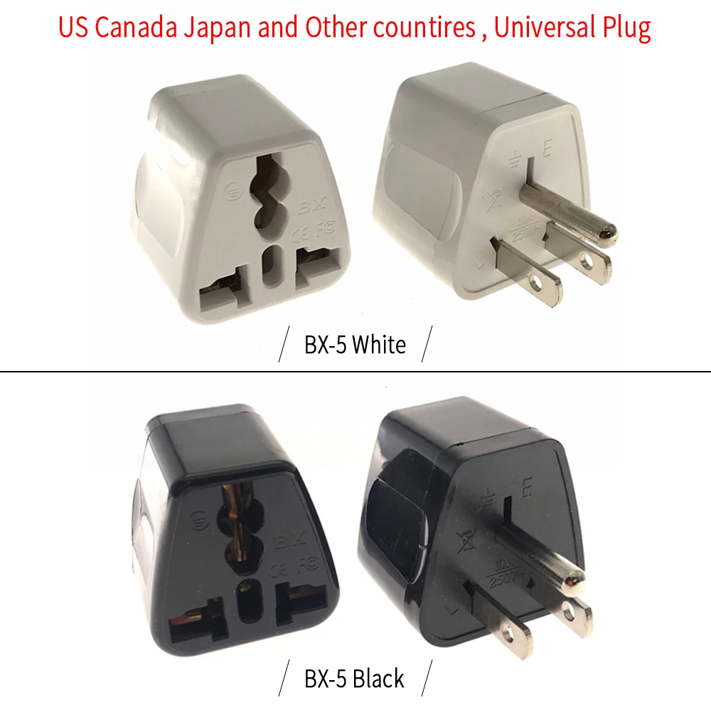 US 5-15P Cananda Japan Thailand Male Plug  3 Pin Universal Plug US 1-15P Australia Germany Female  AC Power Travel Adapter