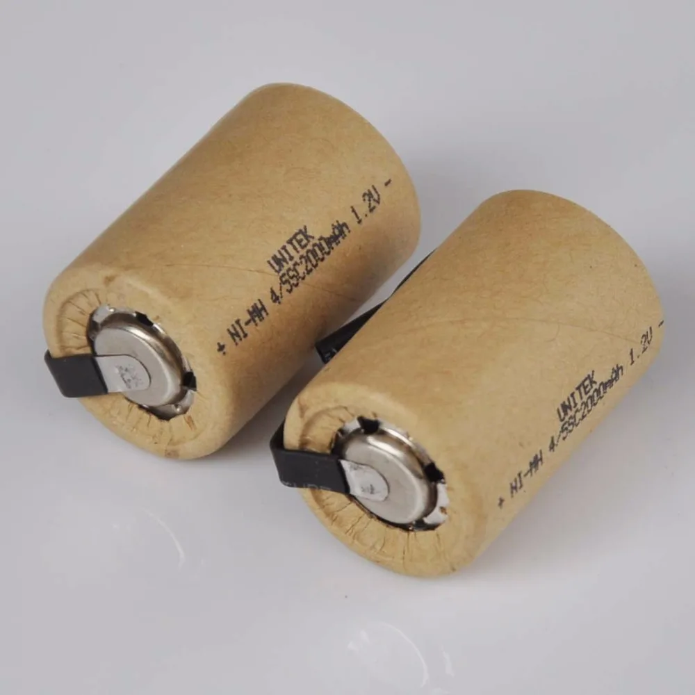 2-5PCS 4/5SC 1.2V rechargeable battery 2000mah 4/5 SC Sub C ni-mh nimh cell with welding tabs for electric drill screwdriver