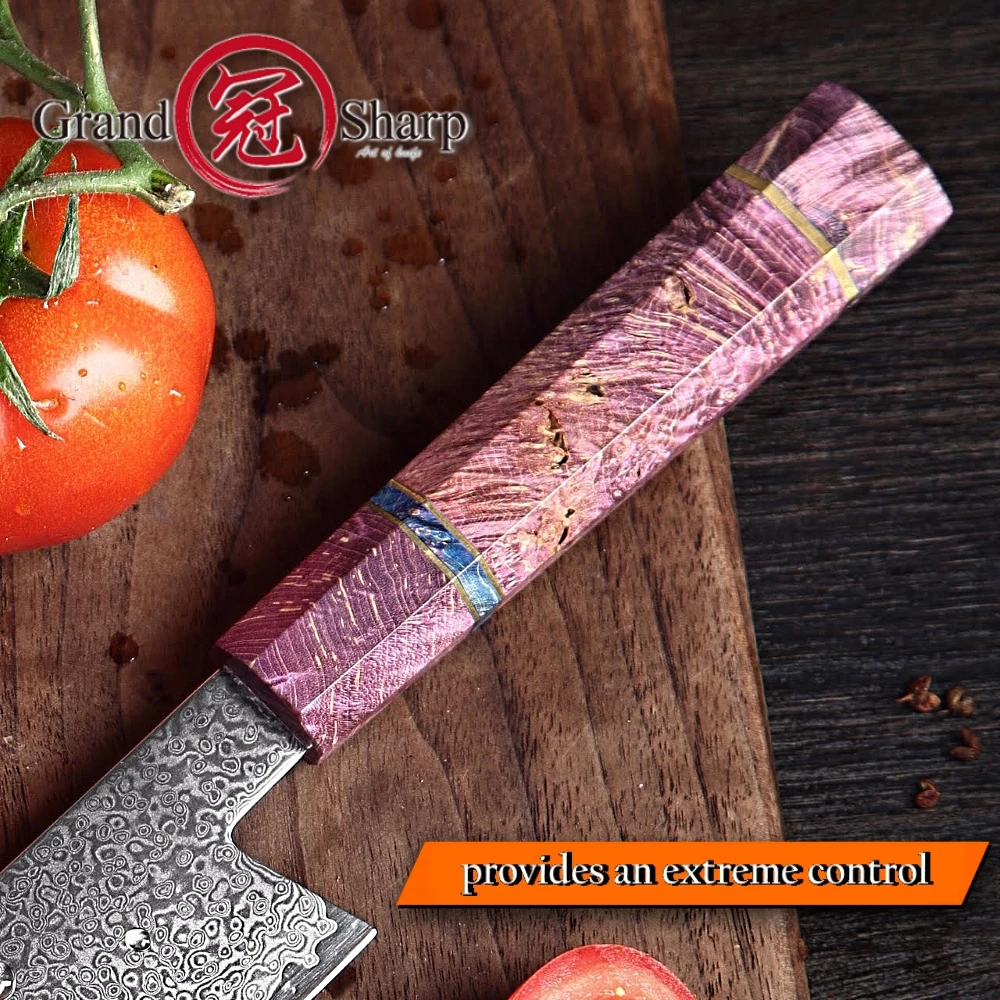 Imagem -06 - Chef Faca Facas de Cozinha Vg10 Aço de Damasco Japonês Alça Roxo Kiritsuke Ferramentas Fatia Faca Novo Estilo de Aparelhos de Cozinha em Casa