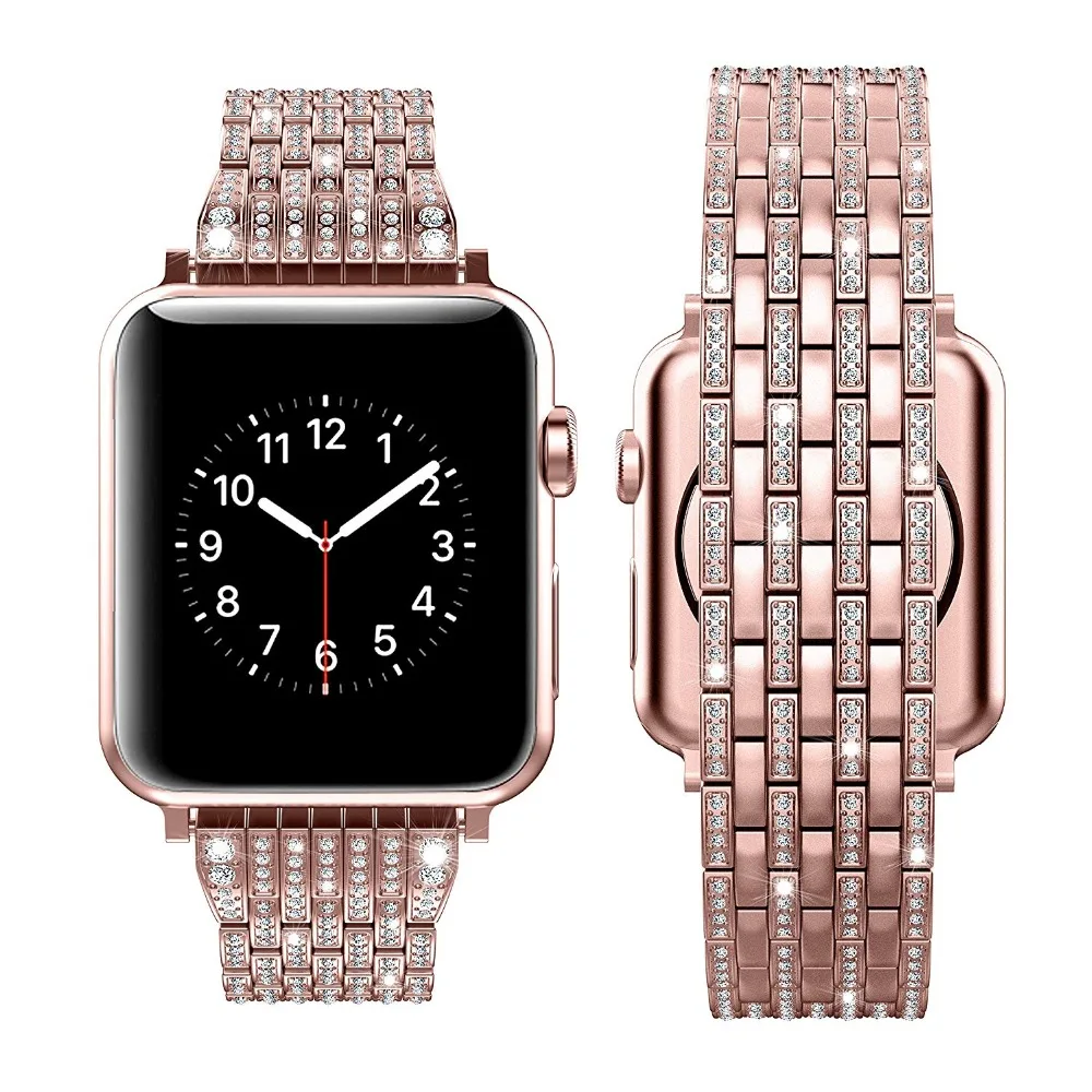 Toyouths Bling for Apple Watch Band Crystal Rhinestone Womens for iWatch Luxury Wristband Diamond Stainless Steel Strap