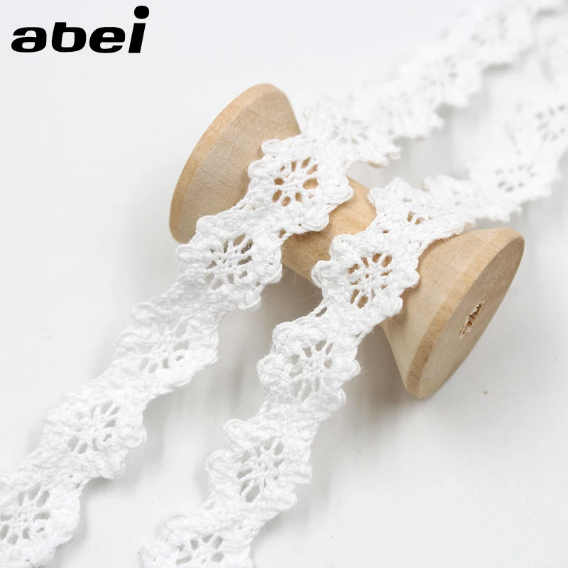 10yards/lot 1.5cm White Flower Lace Ribbon Cotton Lace Trims for Home Sofa Dress Weding Craft Scrapbooking DIY Sewing Patchwork