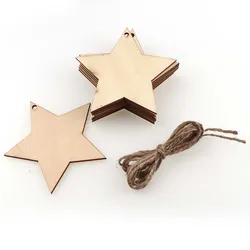 10Pcs DIY 8cm hole with five-pointed star pendant with hemp rope chips Crafts Scrapbooking Supplies  Hand-made Graffiti Buttons