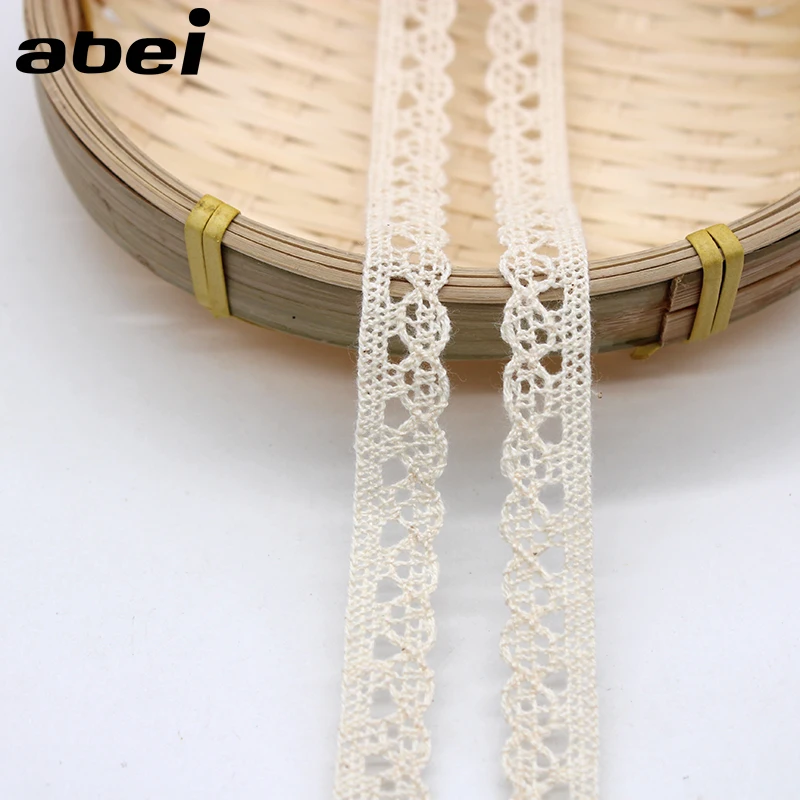 10yards/Lot 9mm Knitting Embroidered Beige Lace Cotton Ribbon Sewing Craft DIY Handmade Patchwork Child Colth Wedding Trim