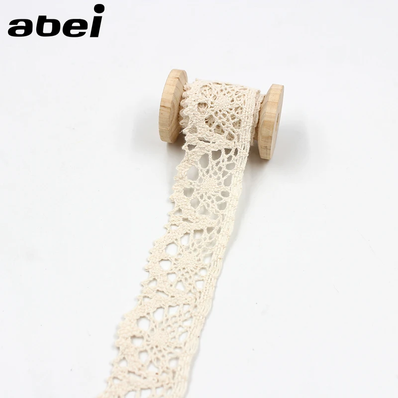 5yards/lot 3.5cm Cotton Lace Trims Beige Ribbon Wedding Craft Scrapbook Decoration Hometexile Sweater Tablecover Embellishment